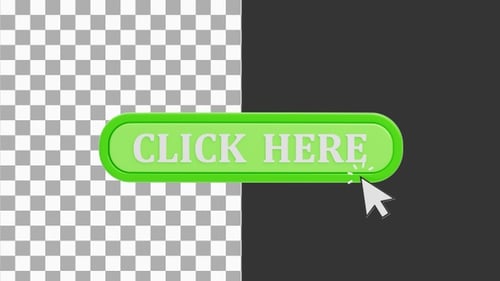 3D Animation of User Interface Click Action Button | Alpha Channel