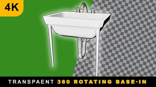 Modern White Ceramic Pedestal Sink With Chrome Faucet 360 Rotating Loop On Transparent Background