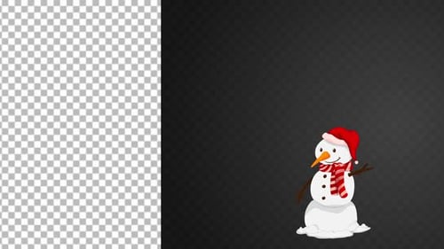 Flat Design Christmas Snowman Bouncing Animation