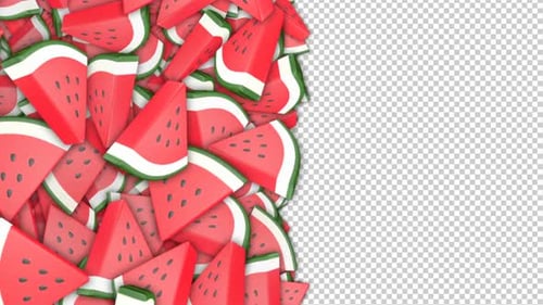 Falling 3D Watermelons Transitions Pack on Alpha Channel, Loop
