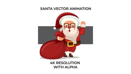 Animated Santa Claus Character Waving with Gift Sack Vector