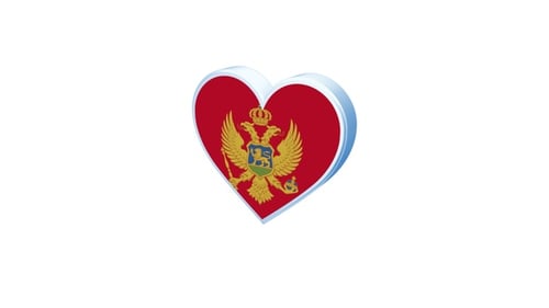 Rotating 3D Heart with Montenegro Coat of Arms Emblem