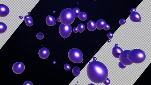 Seamless Loop of Metallic Purple Balloons Floating Up