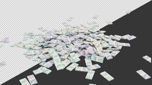 3D Animation of Rupee Stacked Money Falling | Alpha Channel