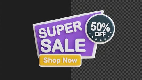 Animação 3D de 50 por cento de supervenda