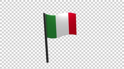 Animated 3D Waving Italian Flag on a Pole