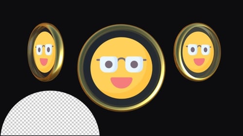 3D Spinning Emoji with Glasses Icon Animation