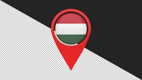 3D Spinning Map Pointer with Hungary Flag