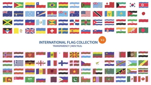 International Flag Collection Waving Animation