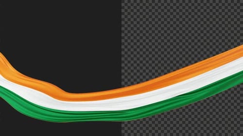 Realistic Indian Flag Waving Alpha Channel Transition
