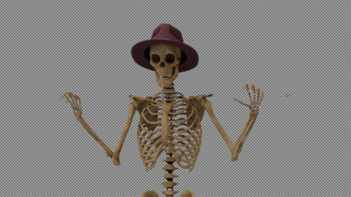 3D Animated Dancing Skeleton with Fedora Hat for Halloween