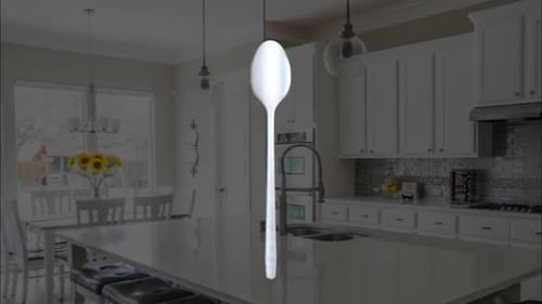 3D Rotating White Spoon with Alpha Channel