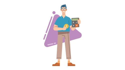 Calculator And Businessman - Transparent