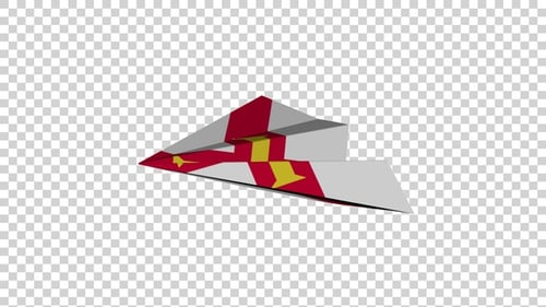 Papierflugzeug mit Flagge von Guernsey