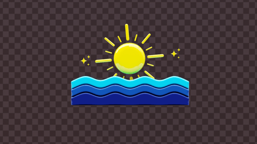 3D-Animation bei Sonnenaufgang und Sonnenuntergang über Meereswellen