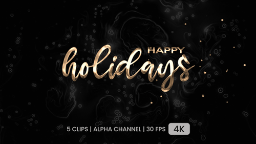 Elegant Metallic Script Happy Holidays Text Reveal Animation