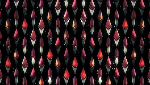 Seamless Loop of Abstract Red Crystal Shapes