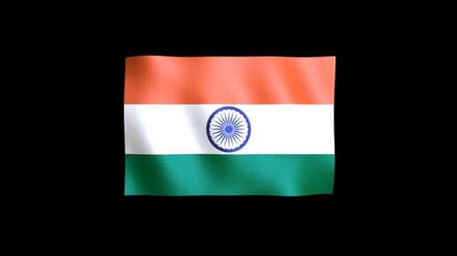 Realistic Waving India Flag Animation on Black Background