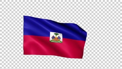 Haiti National Flag Waving Animation on Alpha Channel