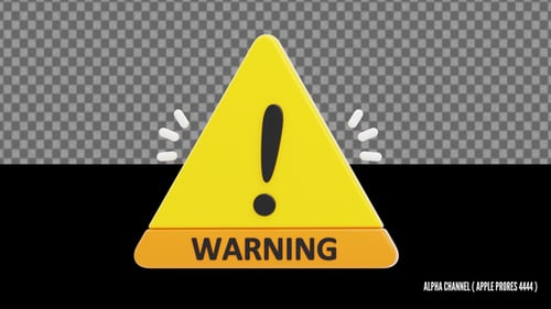 3D Warning Alert Sign Animation | Alpha Loop
