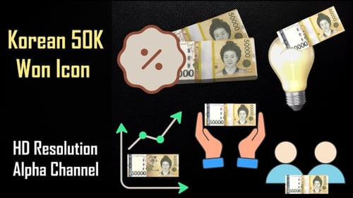Animated Korean Won Finance Icons Pack for Business Technology