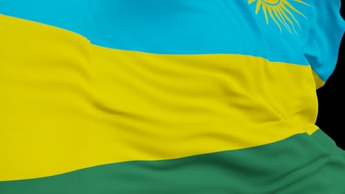 The Rwanda with alpha channel waving in the wind in slow motion