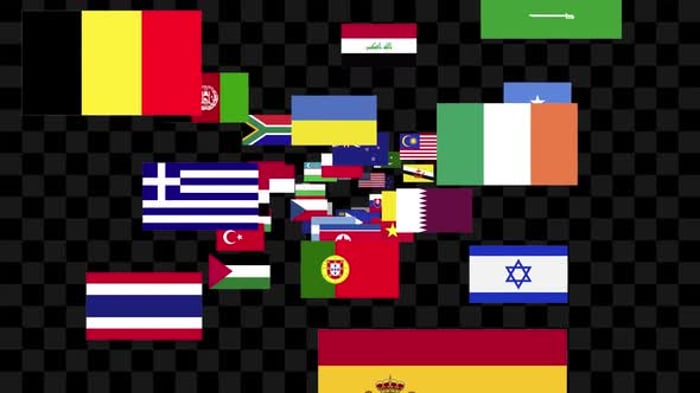 Dynamic Animated Collection of International Country Flags, Backgrounds ...