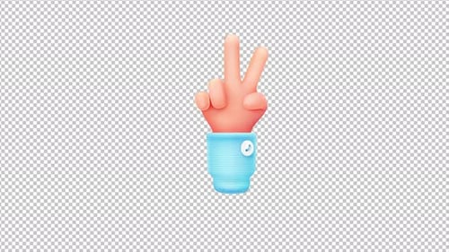 Animated Peace Sign Hand with Music Note Button