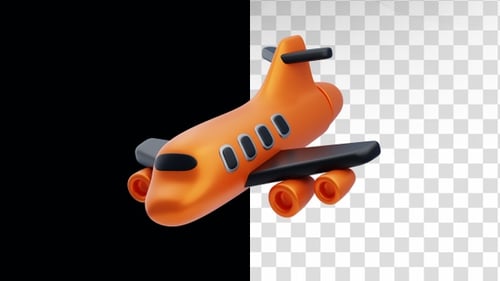 3D Animation of Aeroplane on Alpha Channel
