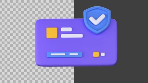 3D Animated Secure Credit Card with Shield Icon