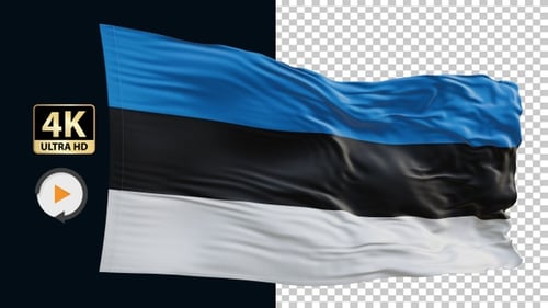 Realistic Estonian Flag Waving Animation