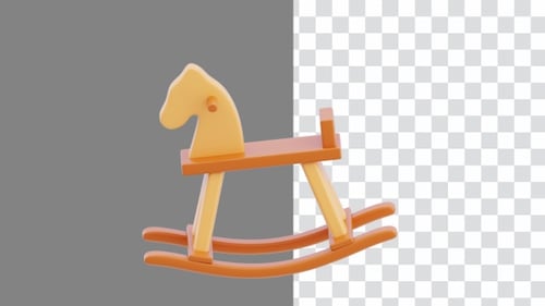 3D-Animation von Schaukelpferden für Kinder | Alpha Channel