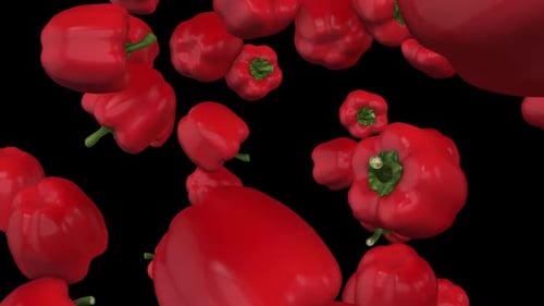 Falling Red Bell Peppers Organic Food Animation