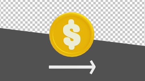 Flèche de transaction financière en dollars 3D | Alpha Channel