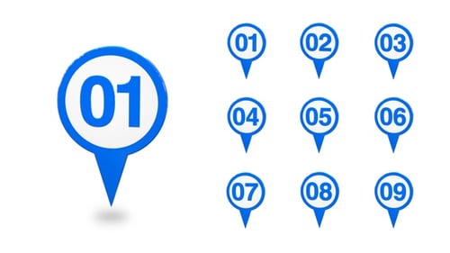 Location Pin With Number Alpha Blue