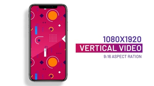 Memphis style looping geometric background pattern vertical video for social media posts