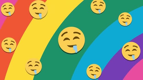 Seamless Rainbow Emoji Animated Background Loop