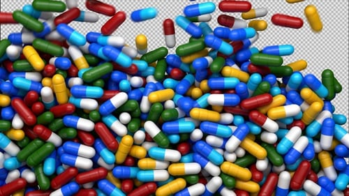 Falling Multicolored Capsules Transition