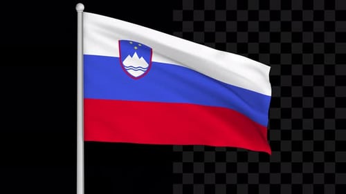 Realistic Waving Flag of Slovenia with Alpha Channel