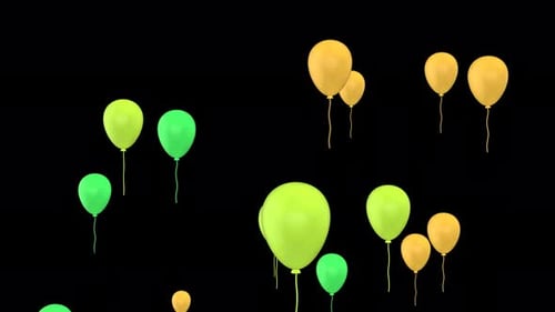 Shiny green yellow flying balloon with transparent background