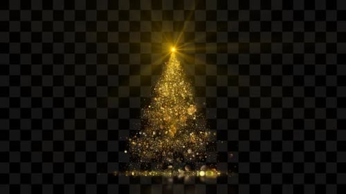 Golden Sparkling Christmas Tree Particle Animation