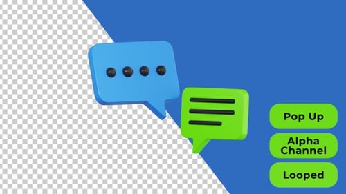 Animation Pop Up 3D de Bubble Chat | Productivité | Alpha Channel