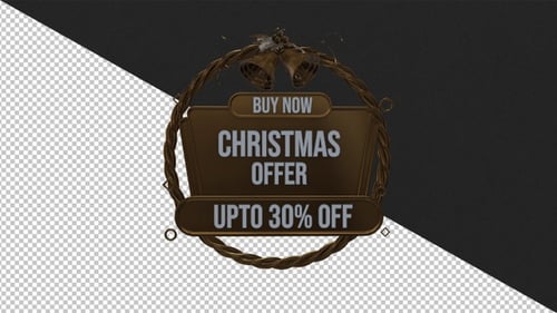 Animated Christmas Offer Discount Tag with Golden Bells