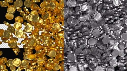 3d Gold-Silver Yen Coins Transitions