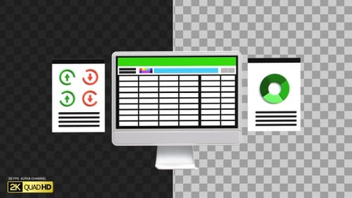 3D Spreadsheet on Computer | Alpha Channel