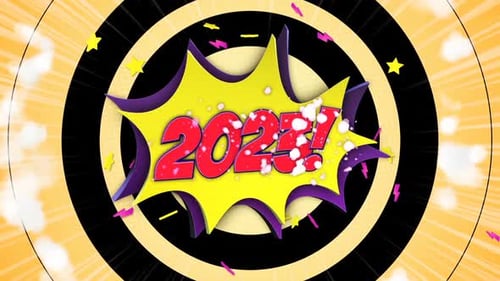 2023 Comic New Year Text Package, Loopable