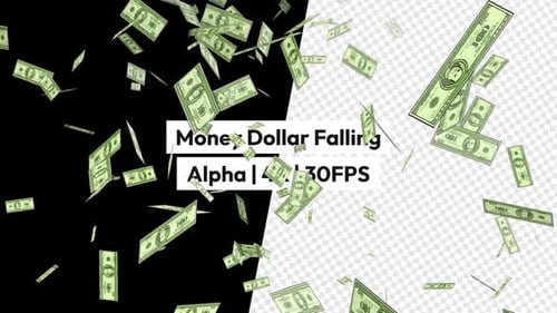 Falling Hundred Dollar Bills Animation with Alpha