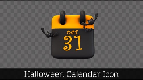 Animated Halloween October 31st Calendar Icon With Bats