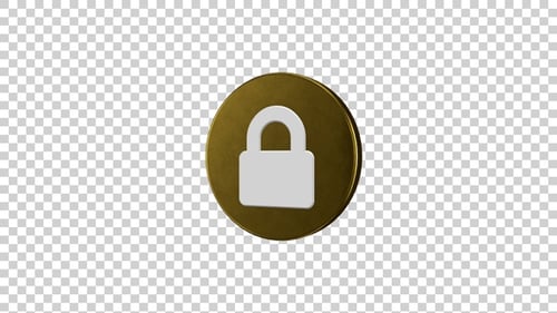 Padlock Icon Rotating Golden