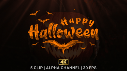 Happy Halloween Spooky Title Reveal with Flying Bats